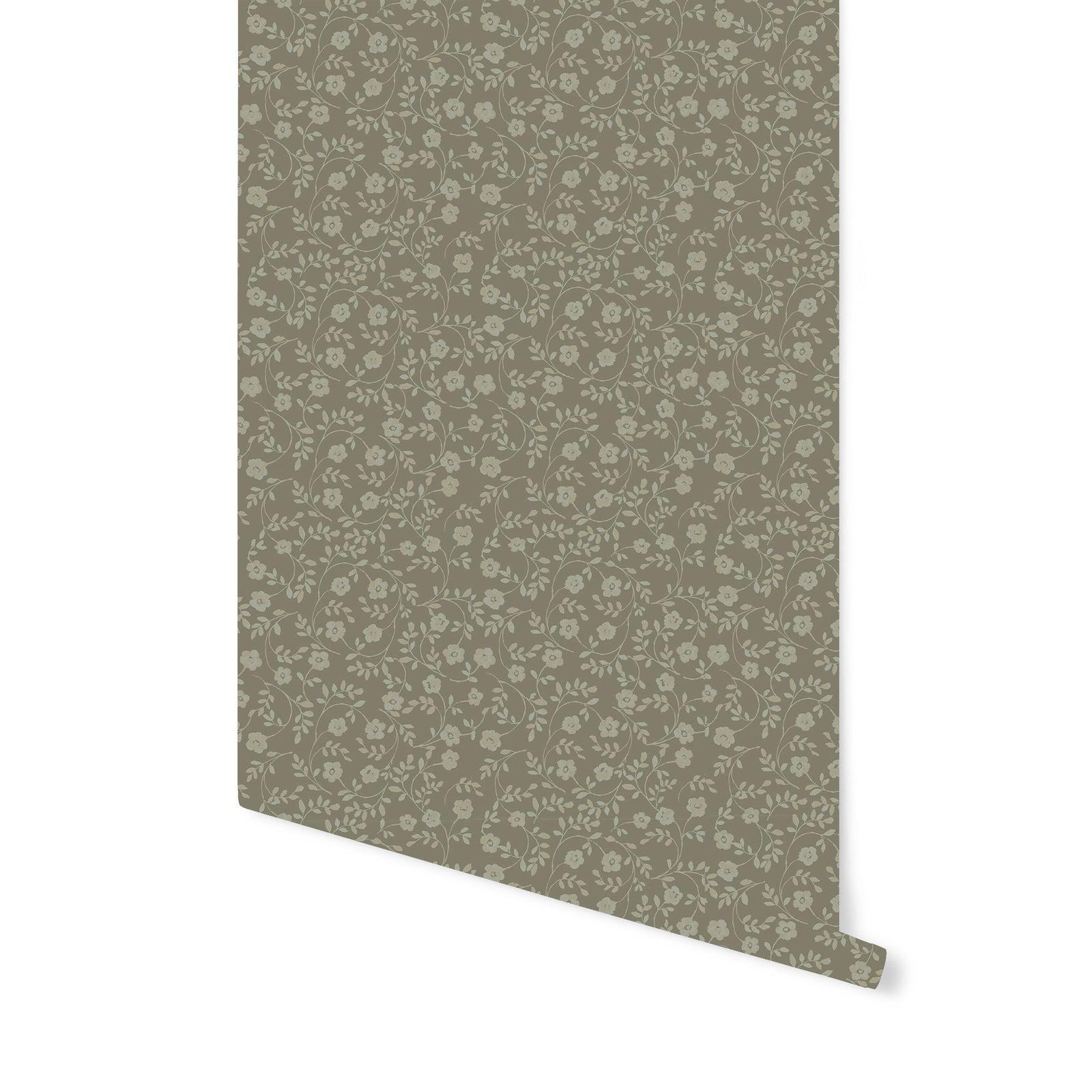 Market Floral Wallpaper in Olive