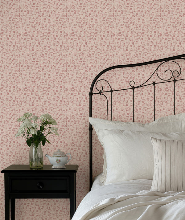 Market Floral Wallpaper in Blush