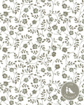 Market Floral Pillow in Olive on White