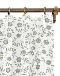 Market Floral in Olive on White Drapery Panel