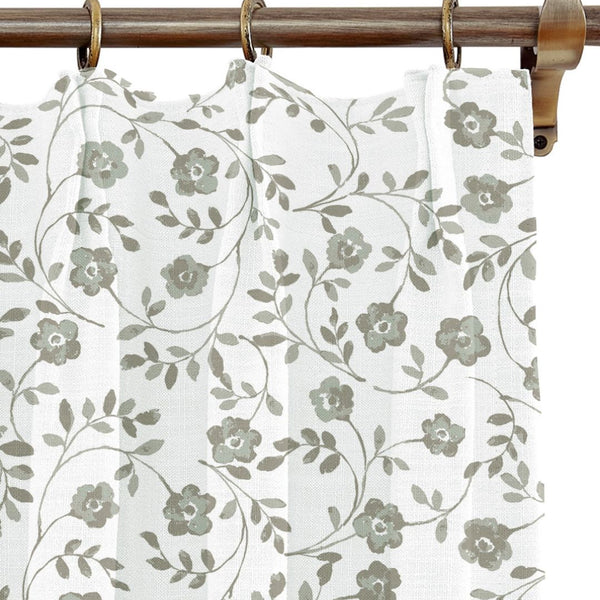 Market Floral in Olive on White Drapery Panel