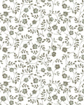 Market Floral in Olive on White Drapery Panel