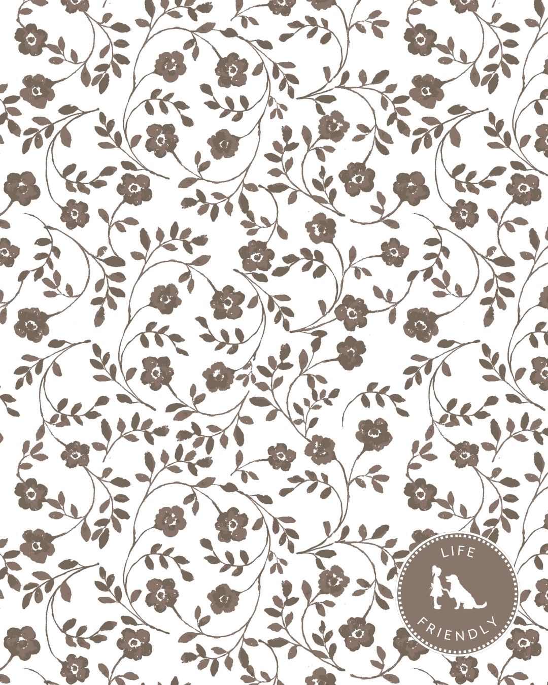Market Floral Fabric in Latte