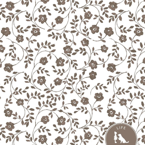 Market Floral Fabric in Latte