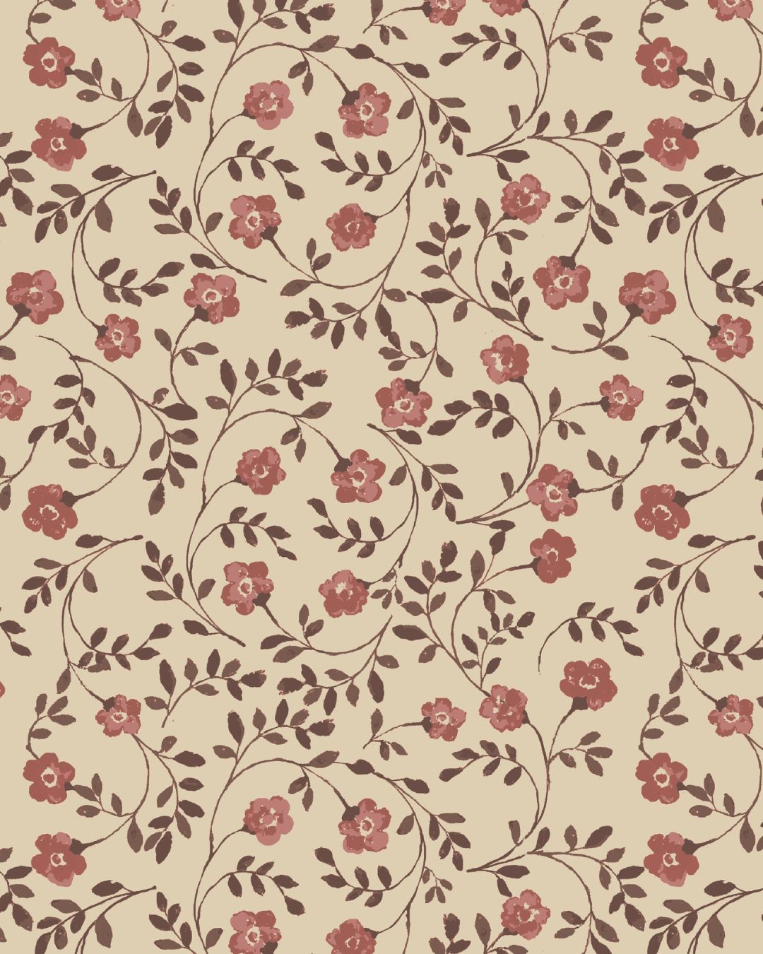Market Floral Fabric in Natural