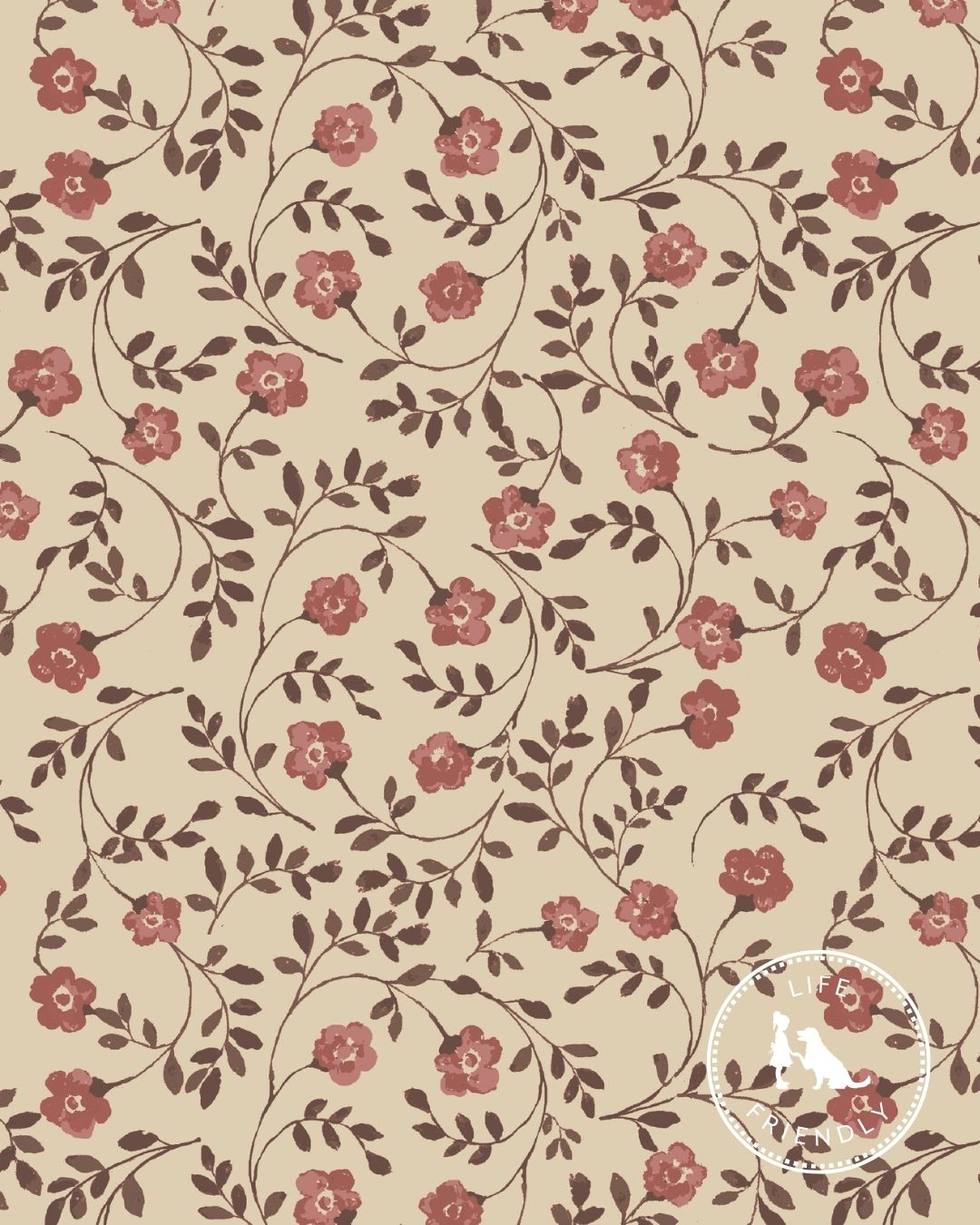 Market Floral Fabric in Natural