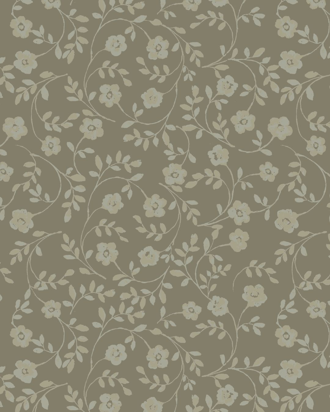 Market Floral Fabric in Olive