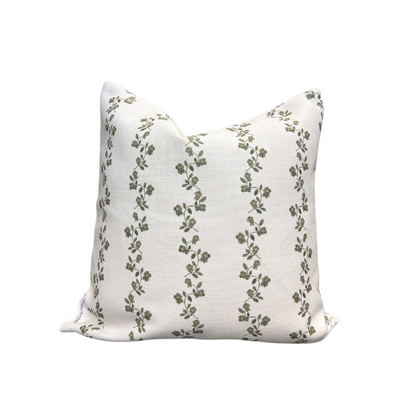 May Floral Stripe Pillow in Green