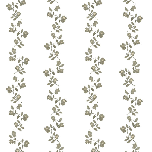 May Floral Stripe Wallpaper in Green