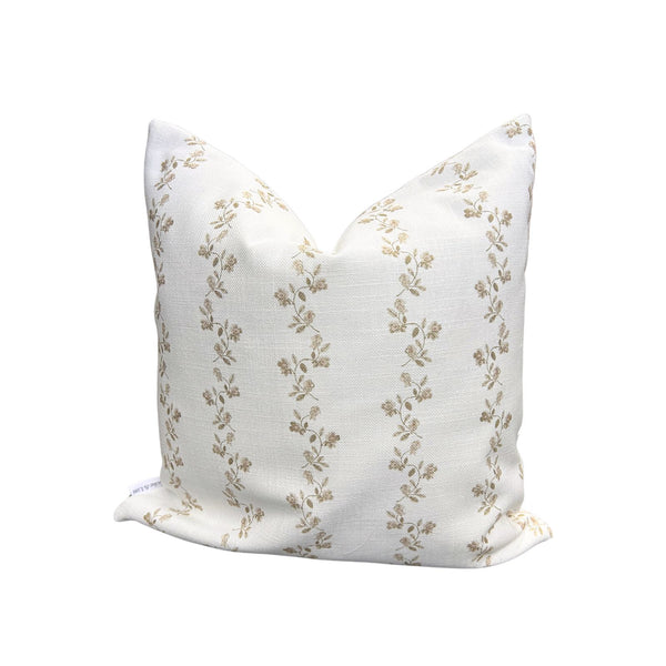 May Floral Stripe Pillow in Natural