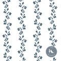 May Floral Stripe Fabric in Navy