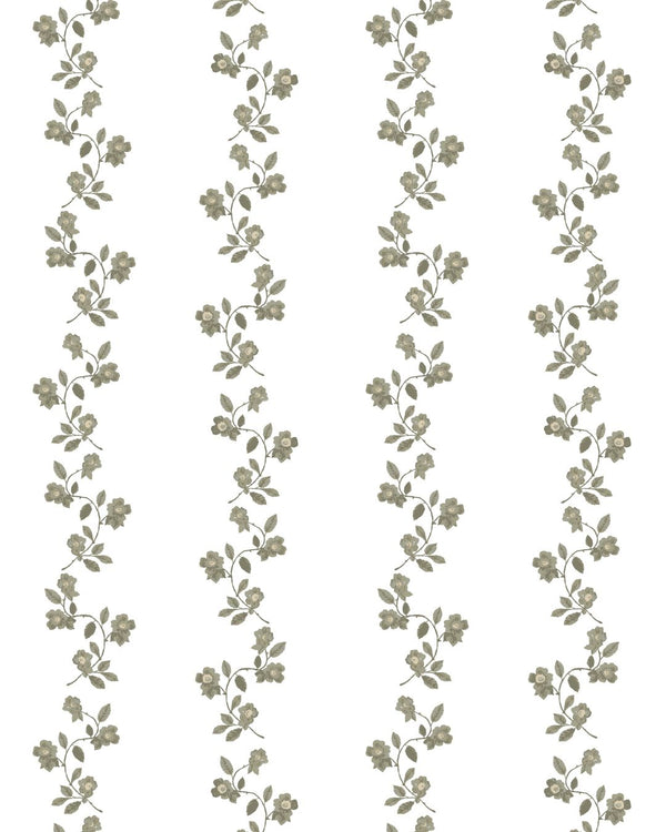 May Floral Stripe Fabric in Green