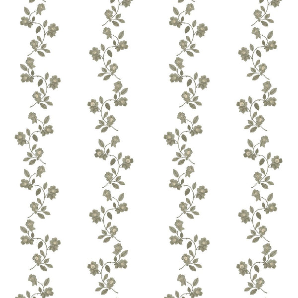 May Floral Stripe Fabric in Green