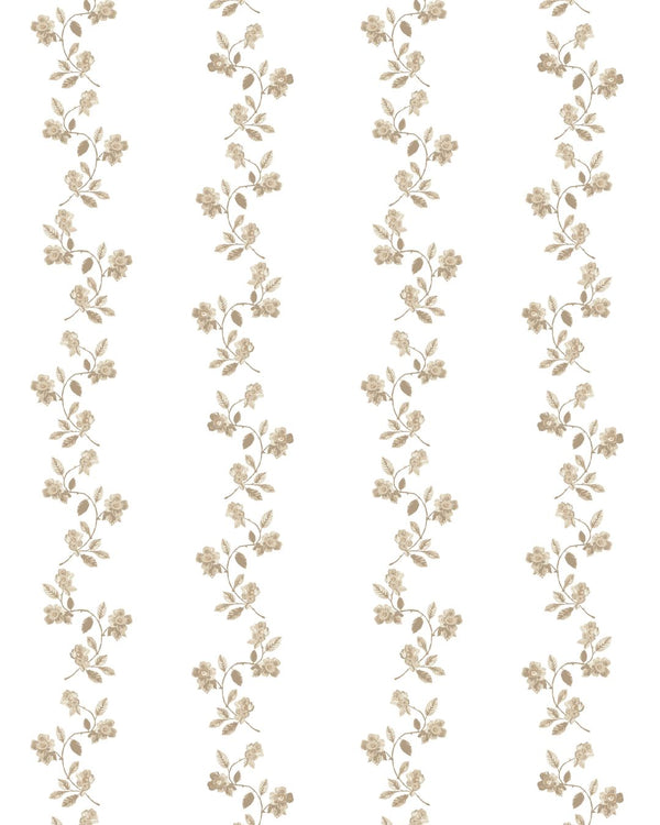 May Floral Stripe Fabric in Natural