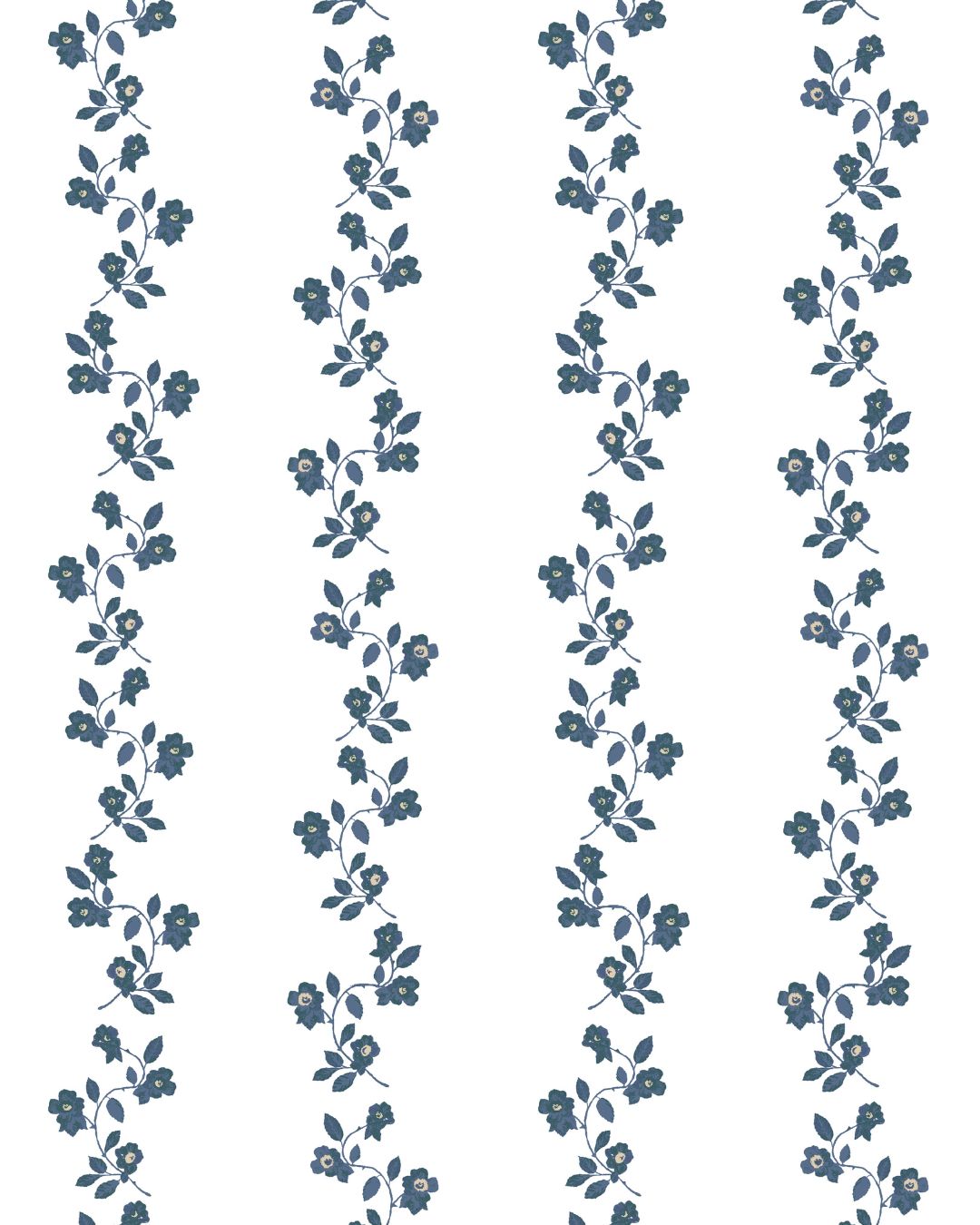 May Floral Stripe Fabric in Navy