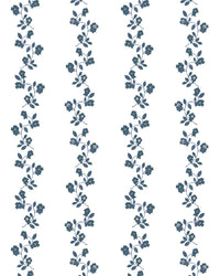 May Floral Stripe Fabric in Navy