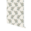 Mulberry Floral Blockprint Wallpaper in Blue