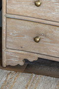 Solid oak storage chest with limewash finish with brass knob