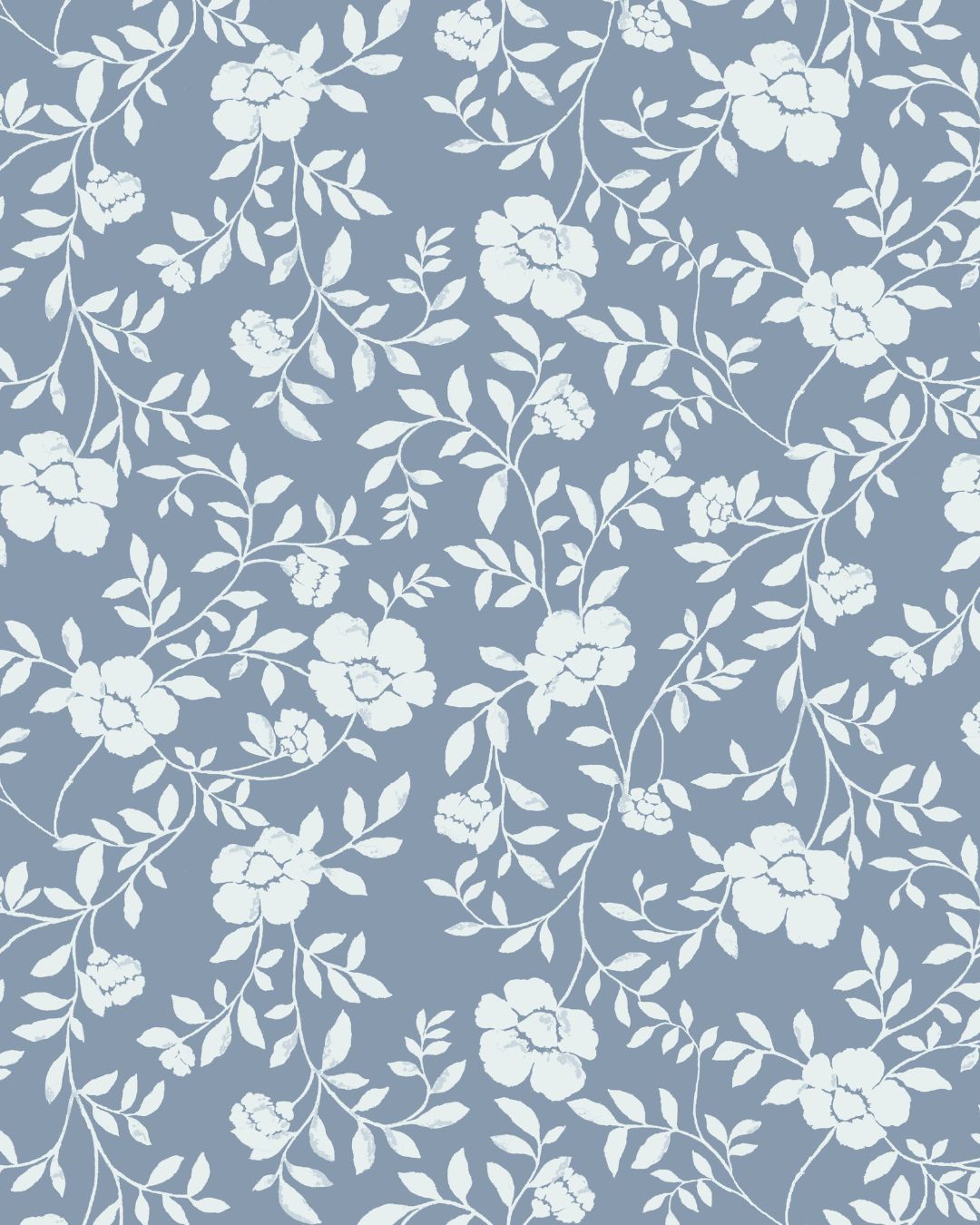 Natasha Floral Fabric in Dusty Blue