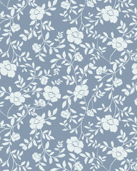 Natasha Floral Fabric in Dusty Blue