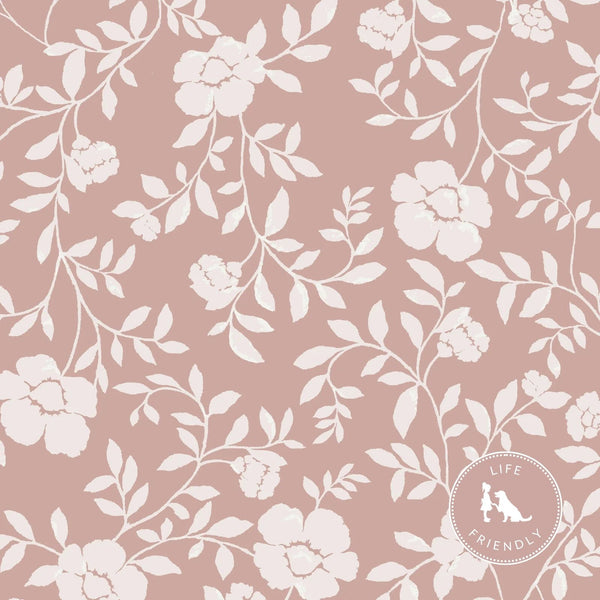 Natasha Floral Fabric in Dusty Pink