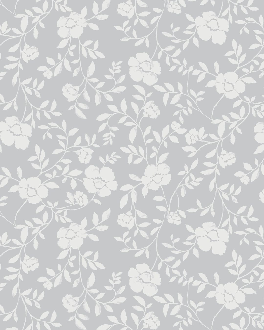 Natasha Floral Fabric in Stone Grey