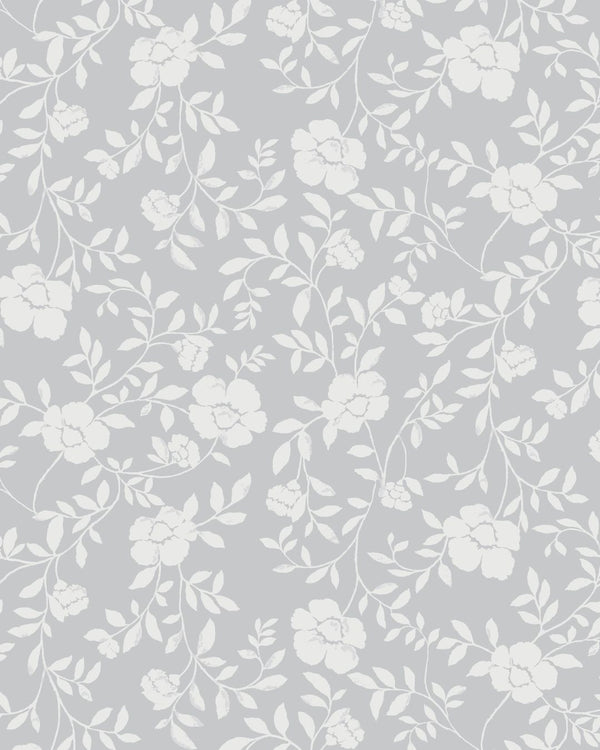 Natasha Floral Fabric in Stone Grey