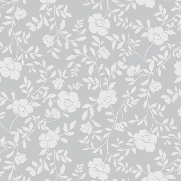 Natasha Floral Fabric in Stone Grey