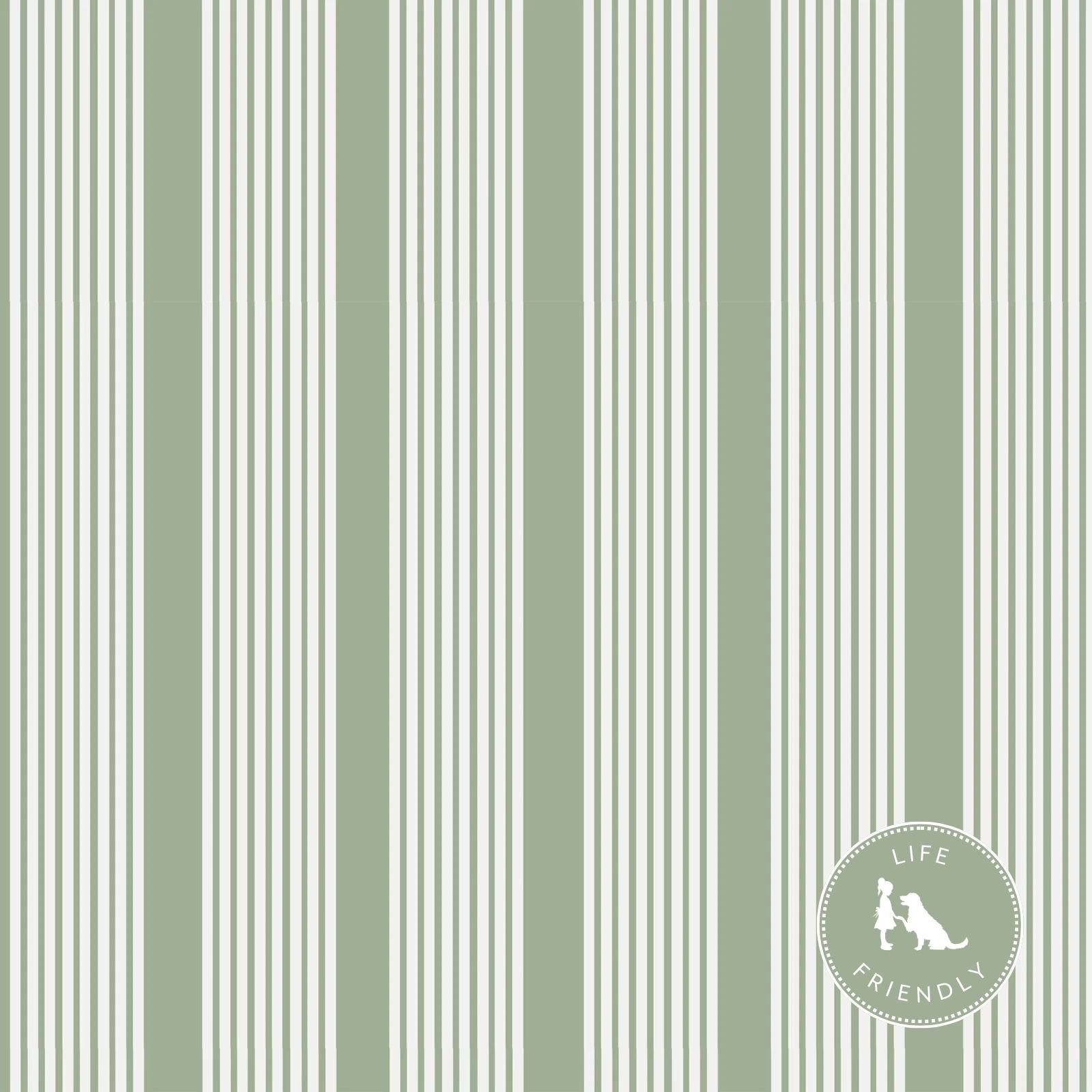 Oscar Stripe Fabric in Sage