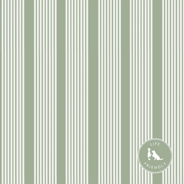 Oscar Stripe Fabric in Sage