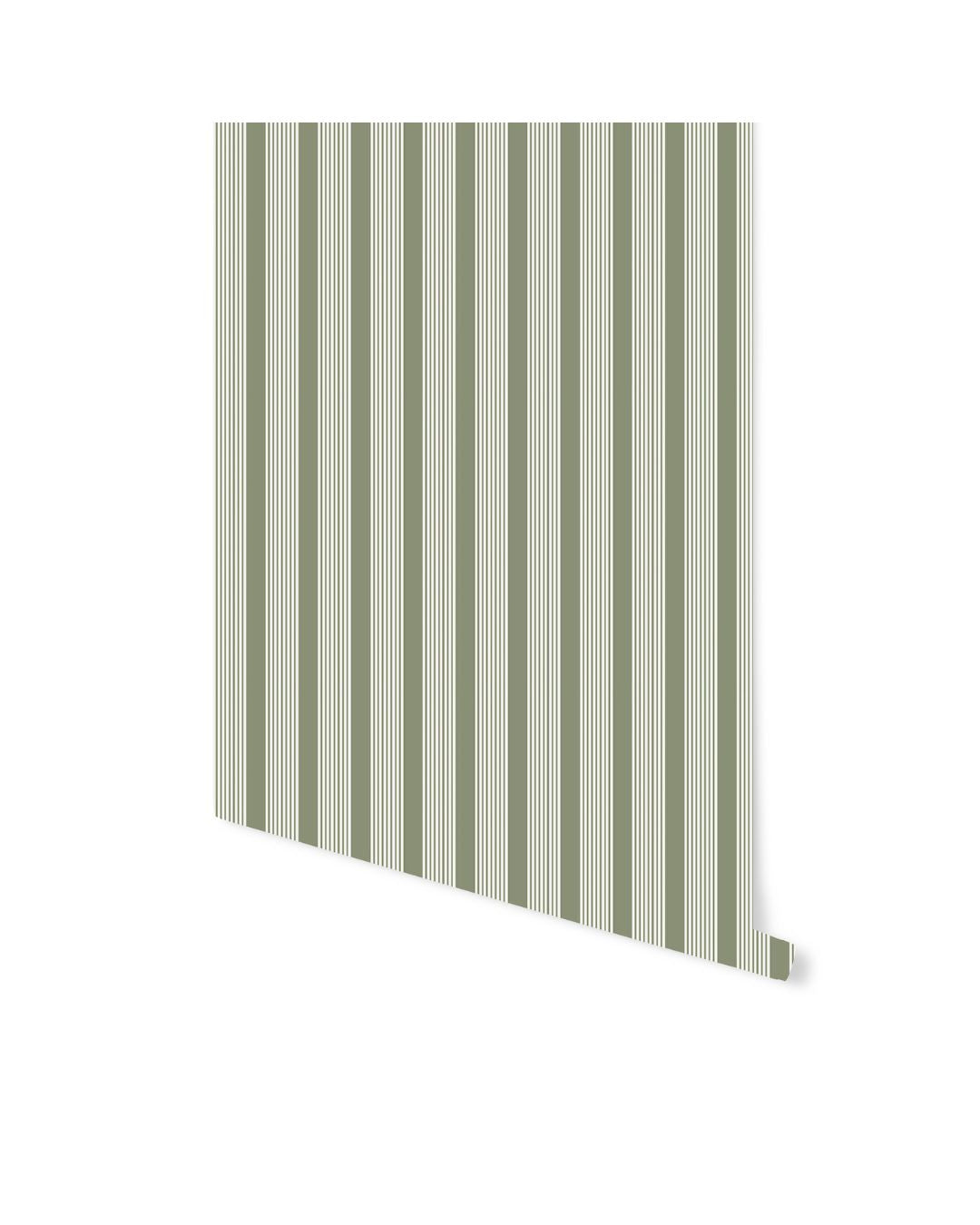 Oscar Stripe Wallpaper in Laurel
