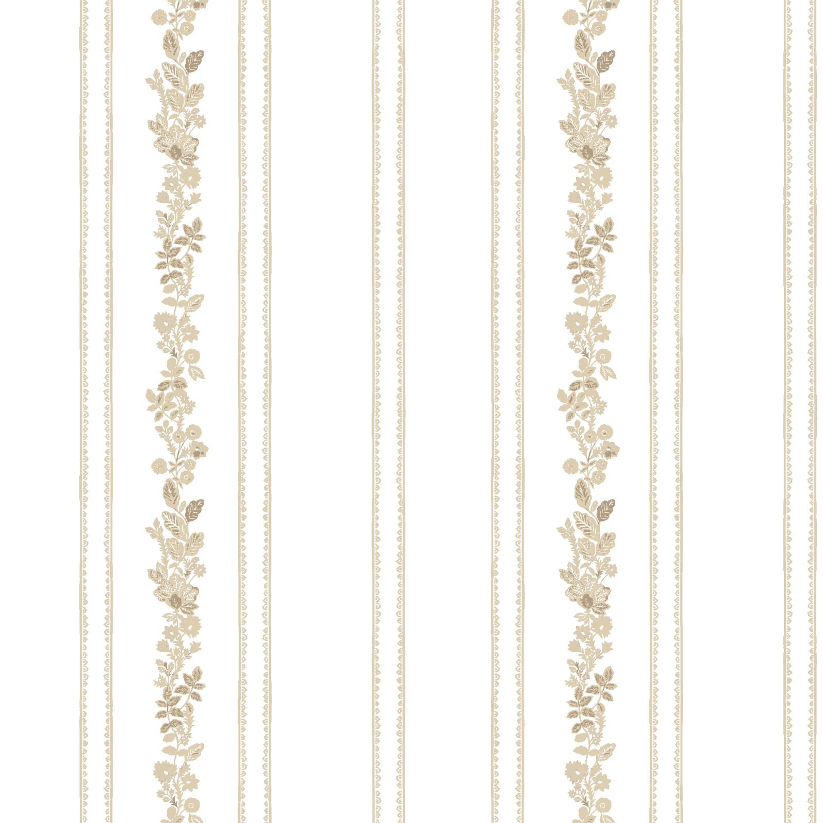 Paige Floral Stripe Fabric in Natural