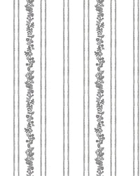 Paige Floral Stripe Fabric in Charcoal