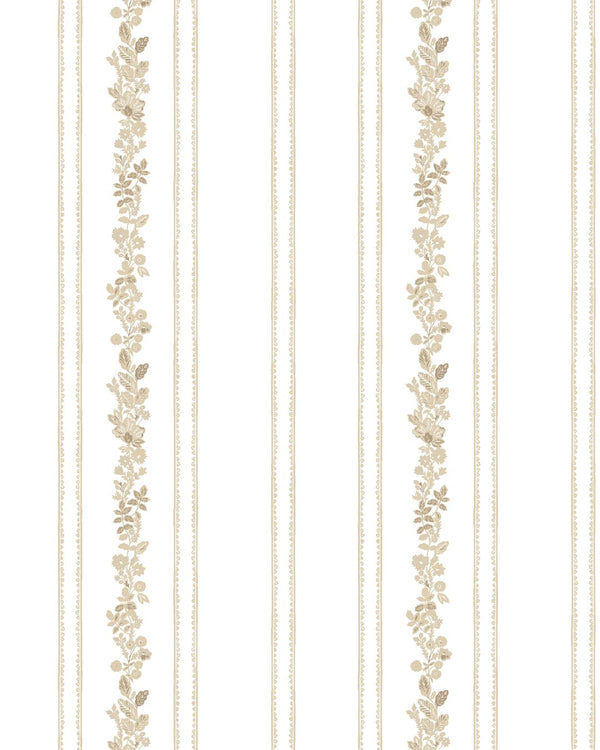 Paige Floral Stripe Fabric in Natural