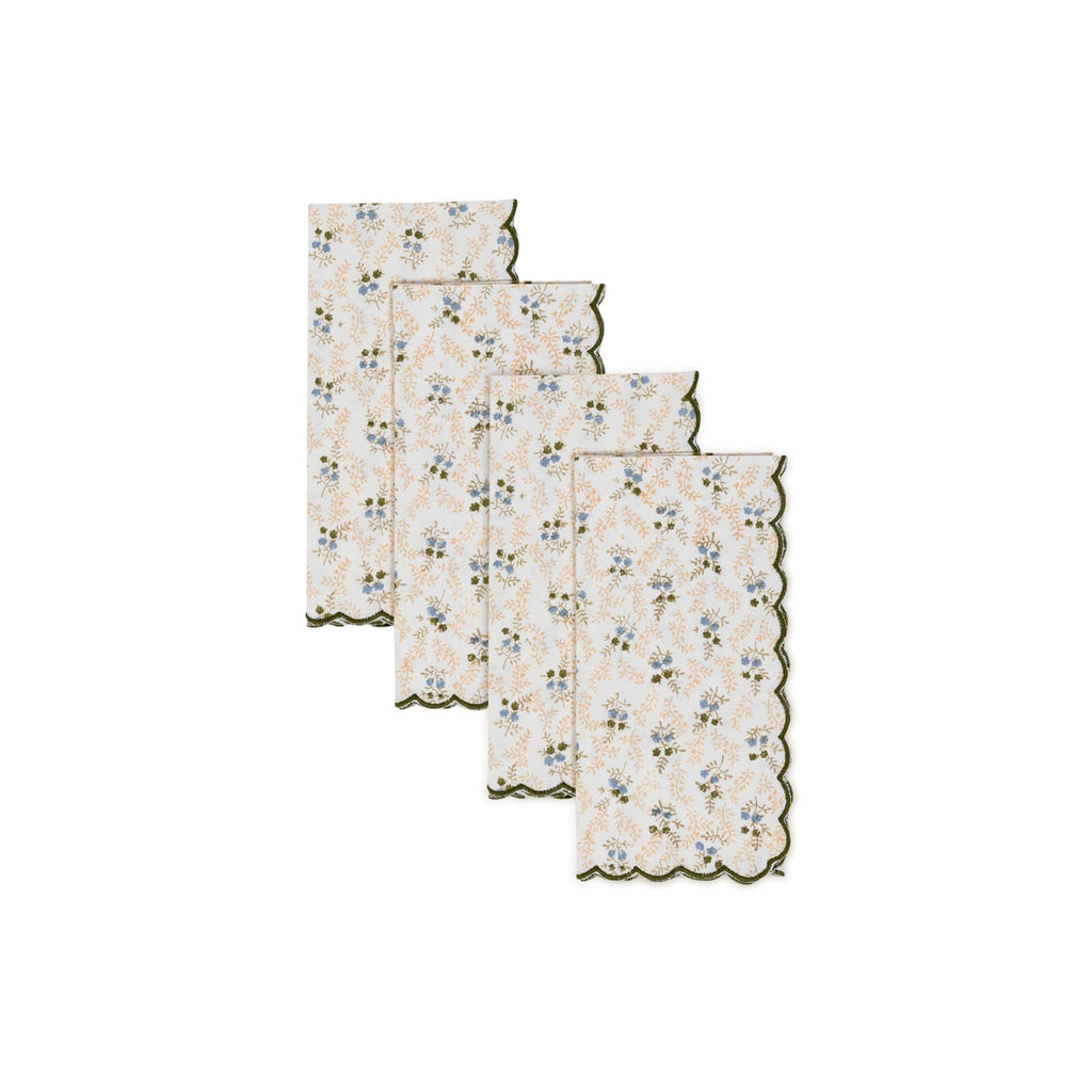 Petite Floral Scalloped Napkin Set 4