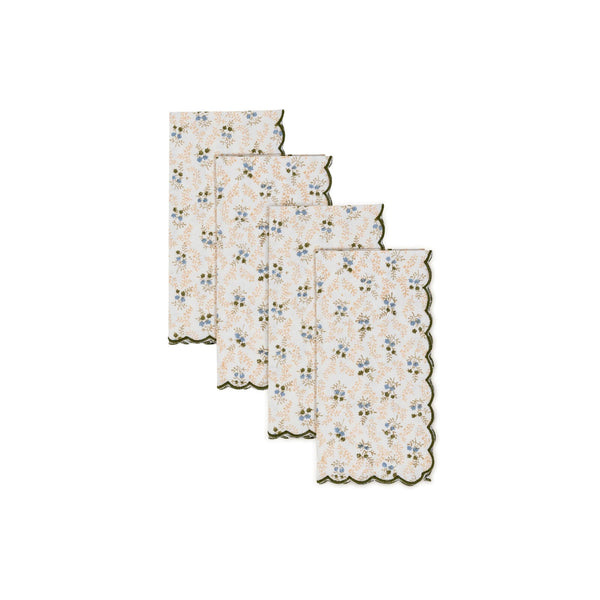 Petite Floral Scalloped Napkin Set of 4