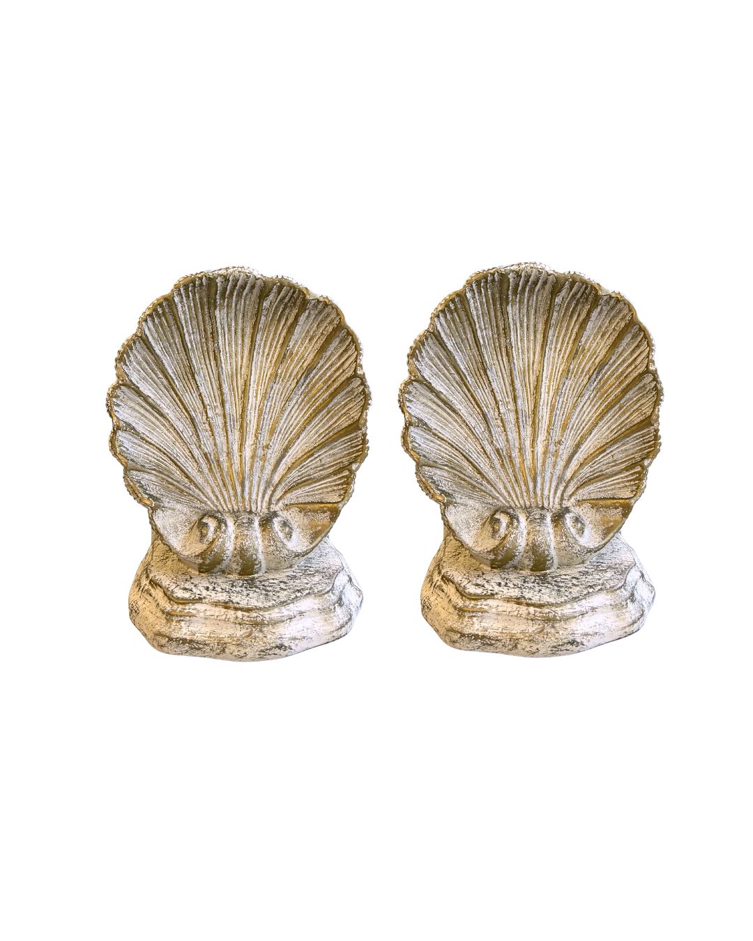 Plaster Shell Bookend Set