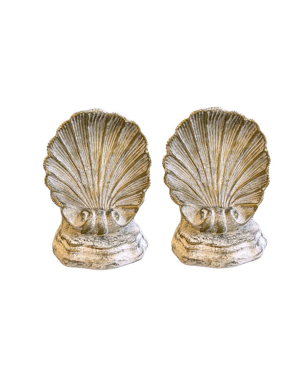 Plaster Shell Bookend Set