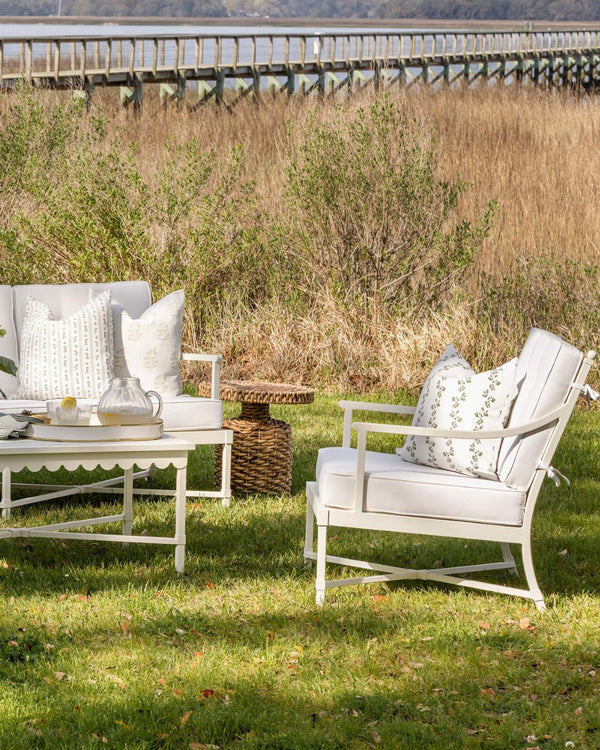May Floral Stripe Pillow in Green