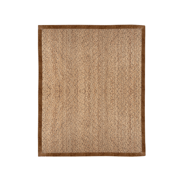 Woven Jute Rug with Leather Border