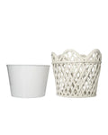 White Rattan Lattice Planter