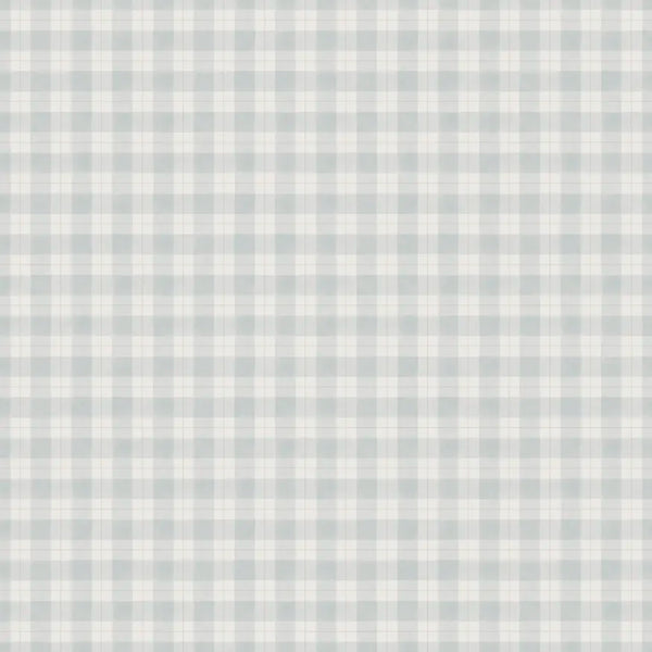 Riley Check Wallpaper in Misty Blue