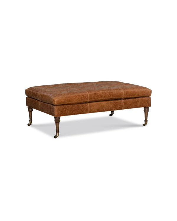 Riley Leather Rectangle Ottoman
