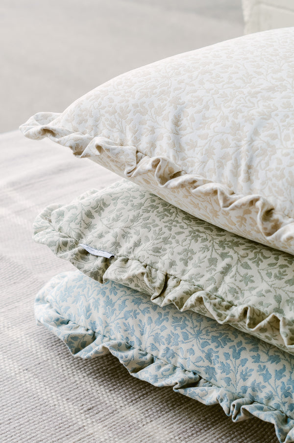 Ruffle Edge Pillow in Blue Greenwich Floral