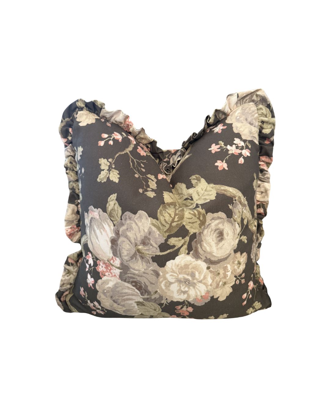 Ruffle Edge Pillow in Chocolate Francis Floral