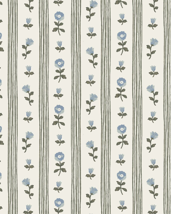 Ruthie Stripe Fabric in Blue