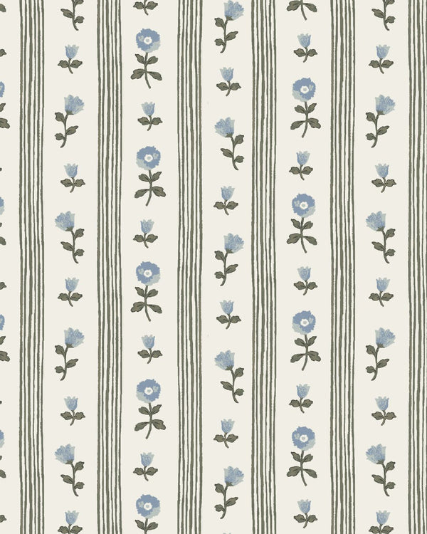 Ruthie Stripe in Blue Drapery Panel