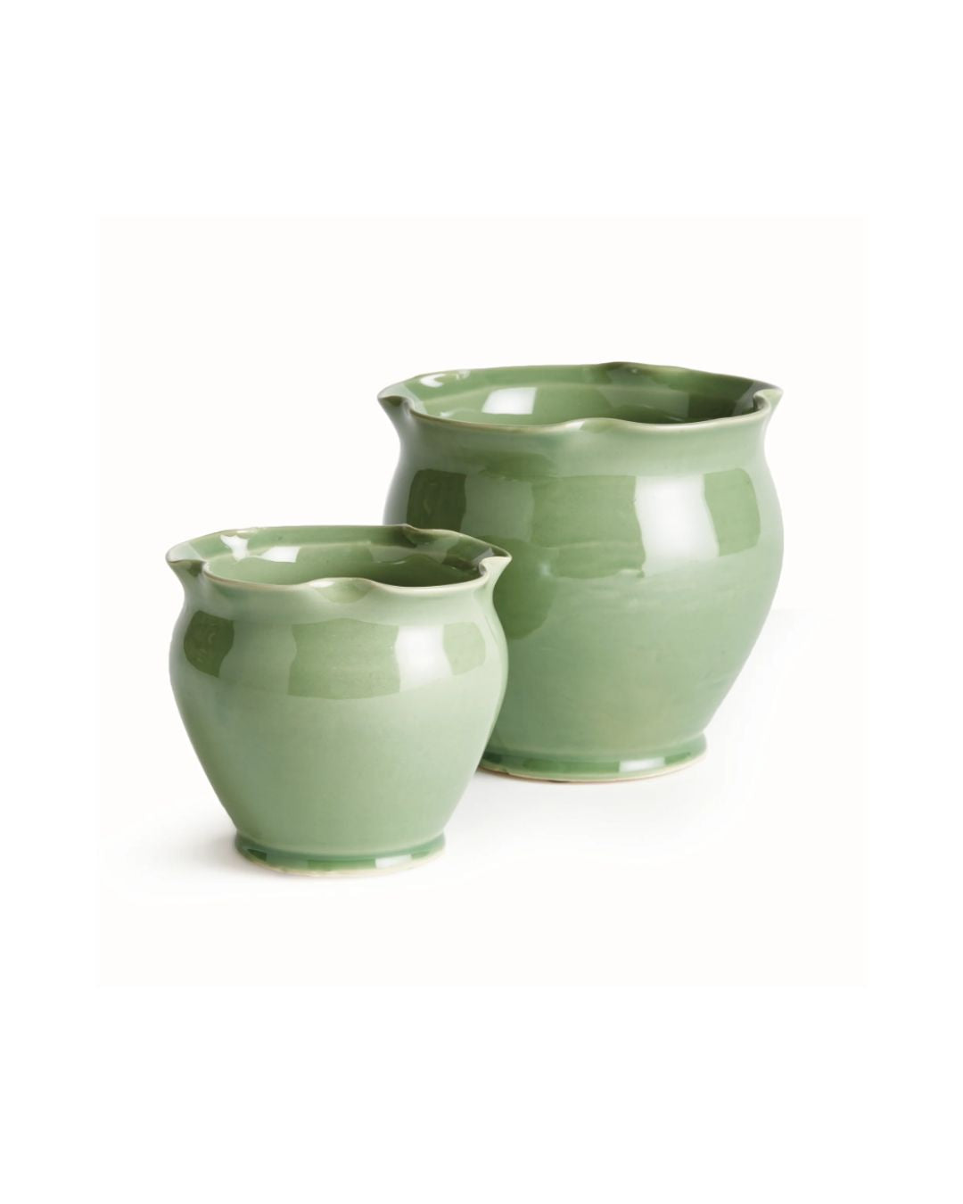 Sage Ruffle Pot, Set of 2