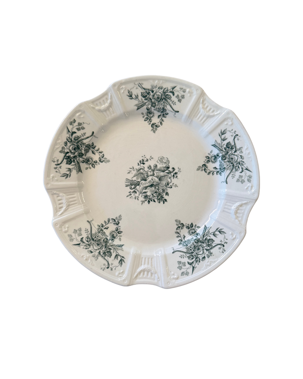 Scalloped Floral Sparrow Plate