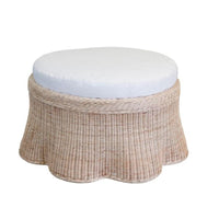 Scalloped Rattan Ottoman